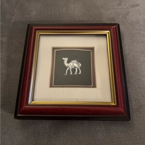 Framed Silver-Plated Middle Eastern Camel Art